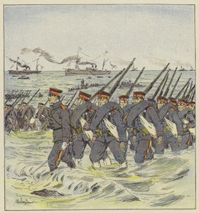 Desembarco de la infantería japonesa en Pi-Tse-Ouo de L. Malespine