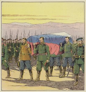 Funerales de los heridos rusos después de la batalla de Vafangou de L. Malespine