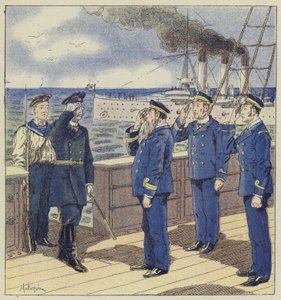 Visita de un barco mercante por un oficial ruso de L. Malespine