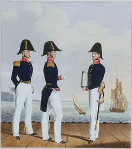 Vestuario de la Marina Real y de la Infantería de Marina. Monederos y empleados del capitán de L. and Eschauzier St. Mansion