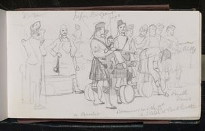 En desfile. Tamborileros del 79. Un boceto en Parkhurst