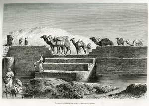 El Reservorio de Abdullah, Arabia Saudita, ilustración de "Peregrinación a Nejd, la cuna de la raza árabe", publicada en el World Tour, dirigida por Edouard Charton (1807-1890) 1882 de Lady Anne Blunt
