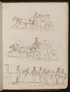 Estudios de "un conductor de cab de Londres", "un conductor de Cittadine - Génova" y "un puesto de Cittadine de Génova", fechado "26 de junio de 1861" de Lady Butler