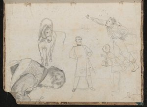 Estudios de un caballo y un hombre de Lady Butler