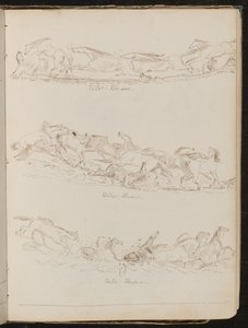 Tres estudios de caballos galopando libremente de Lady Butler