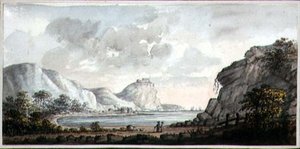 Paisaje con dos figuras mirando una bahía, c.1825