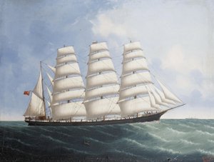 El clíper "Lynton" en alta mar frente a Calcuta