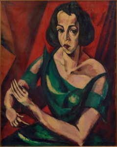 Retrato femenino (Mujer con vestido verde) de Lajos Tihanyi