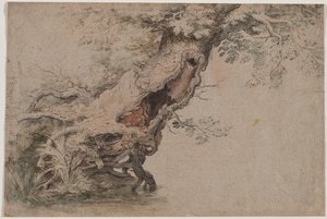 Árbol hueco, después de Roelant Savery, después de 1670 de Lambert Doomer