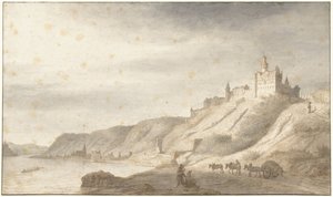 Castillo de Rheinfels, cerca de St Goar, en el Rin de Lambert Doomer