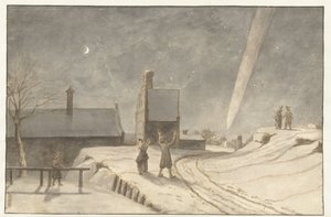 Estrella de cola sobre Alkmaar, 1681 de Lambert Doomer