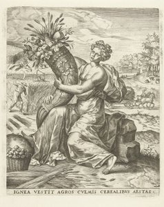 Verano: Ceres con una cornucopia Las cuatro estaciones (título de la serie)