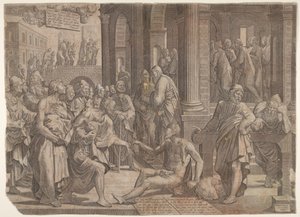 San Juan y San Pedro curando al lisiado, 1553 de Lambert Suavius