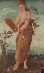 Mujer con panel de texto de Lambert Sustris (circle of)