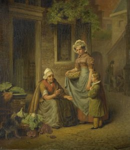 Mujer vendiendo verduras de Lambertus Johannes Hansen