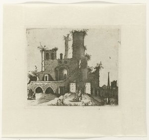 Ruïne met rechthoekige toren
Ruinarum variarum fabricarum delineationes pictoribus caeterisque id genus artificibus multum utiles (título de la serie)