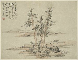 Paisaje al estilo de los antiguos maestros: después de Ni Zan (1301-1374), Cao Zhibo (1272-1355) de Lan Ying