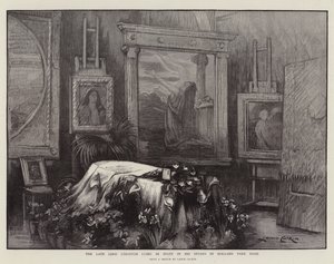 El difunto Lord Leighton en estado en su estudio en Holland Park Road