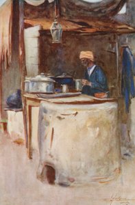 Pueblo de Egipto: Un cocinero público, Tabak Omumi (litografía en color) de Lance Thackeray