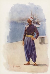Pueblos de Egipto: Barqueros alejandrinos, Marakbi (litografía en color) de Lance Thackeray