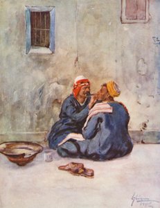 Pueblo de Egipto: Barber, Hallaq (litografía en color)