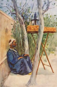 Pueblo de Egipto: Vendedor de pasteles, Baia Cak (litografía en color)