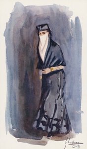 Pueblo de Egipto: Mujer egipcia, clase media, Horma (litografía en color) de Lance Thackeray