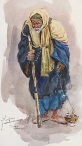 Pueblo de Egipto: Quemador de incienso, Mobakharati (litografía en color) de Lance Thackeray