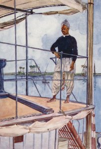 Pueblos de Egipto: Marinero del Nilo, Bahari (litografía en color)