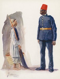Pueblo de Egipto: Policeman and Boy, Ascari Balis wa waled (litografía en color) de Lance Thackeray