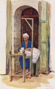 Pueblo de Egipto: Hilandera o Tejedora, Kazzaz (litografía en color)