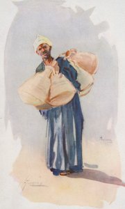 Pueblo de Egipto: Vendedor de jarras de agua, Baia Ballassi (litografía en color) de Lance Thackeray