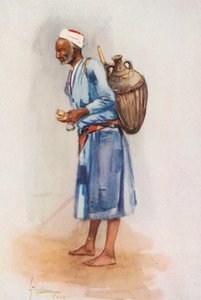 Pueblo de Egipto: Vendedor de agua, Hemeli (litografía en color)