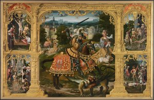 Leyenda de San Jorge (óleo sobre tabla) de Lancelot (school of) Blondeel