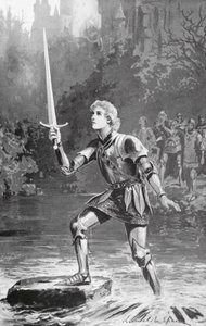 Galahad levantó la espada con bastante facilidad (litografía) de Lancelot Speed