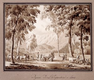 Desayuno de la Emperatriz Josefina de Beauharnais en Cervos en 1810 de Lancelot Théodore Turpin de Crissé de Crissé