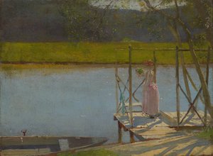 Mujer junto a un bote, c.1875-85 de Laszlo Mednyanszky