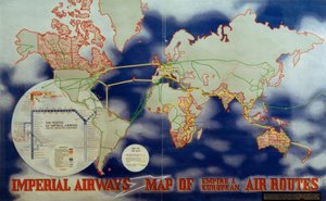 Mapa de Imperial Airways de las rutas aéreas del Imperio y Europa de Laszlo Moholy Nagy