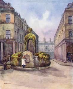 Calle Bath y fuente de agua mineral