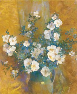 Rosas blancas (pastel sobre tabla)