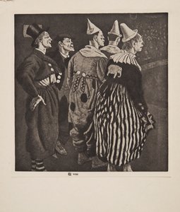 Cinco Payasos, pub. 1926 de Laura Knight