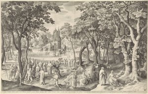 Paisaje con ruinas de un templo redondo. Paisajes con edificios romanos antiguos (título de la serie) de Laurens Barata
