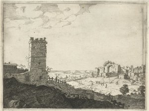 paisaje con torre Paisajes con edificios romanos antiguos (título de la serie)