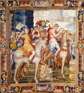 Heraldo a caballo. Cortina de la Historia de Artemisa