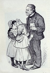 Retrato de Louis Pasteur (1822-1895), químico y físico francés dando dulces a los niños del Instituto. Boceto de Lucien Laurent-Gsell de Laurent Lucien Gsell