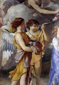 La educación de la Virgen, detalle (óleo sobre lienzo) de Laurent de (workshop of) La Hyre