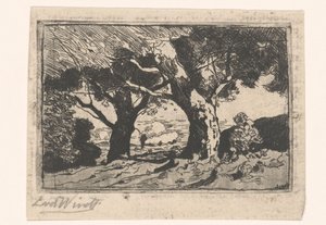 Paisaje con dos grandes árboles de Laurent van der Windt (signed by artist)