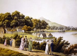 Vista del distrito de Brigittenau y del río Danubio desde el lado de Augarten, principios del siglo XIX de Laurenz (after) Janscha