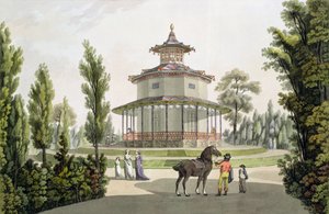 Vista de la Casa de Verano China, Palacio de Lichtenstein en Eisgrub, grabado por Johann Ziegler, 1792 de Laurenz Janscha