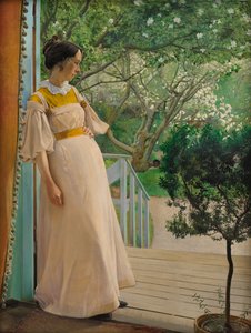 En la puerta del jardín. La esposa del artista, 1897
